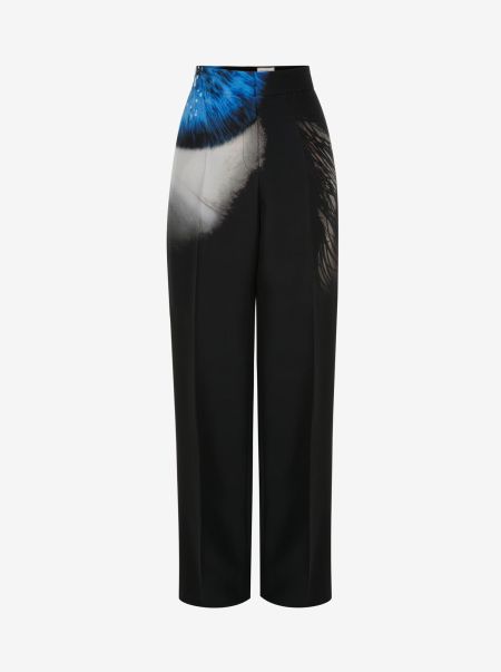 Women Tailoring Alexander Mcqueen Iris Wide Leg Trousers Black/Blue