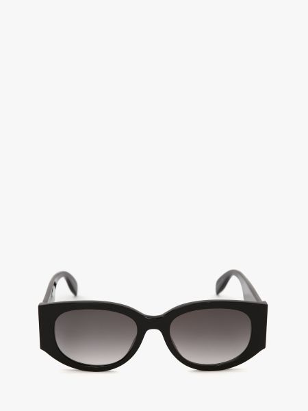 Alexander Mcqueen Black/White Sunglasses Mcqueen Graffiti Oval Sunglasses Women