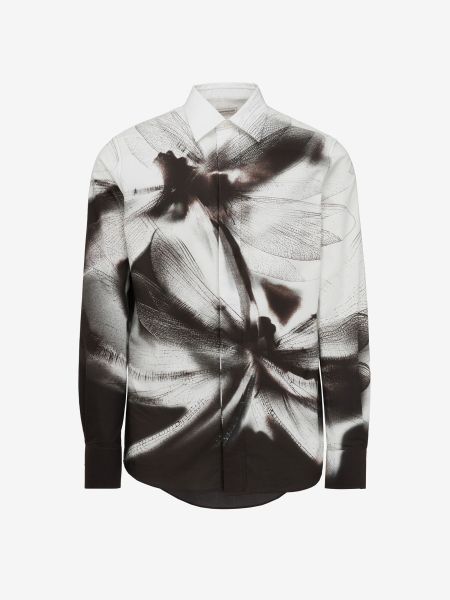 Tailoring Alexander Mcqueen Men Black/White Dragonfly Shadow Shirt