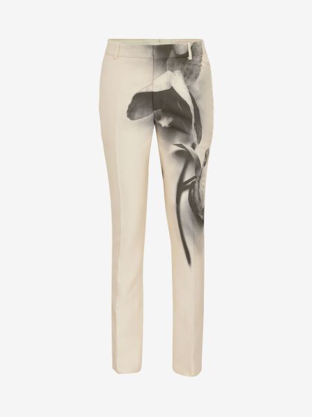 Men Alexander Mcqueen Orchid Cigarette Trousers Tailoring Putty/Black